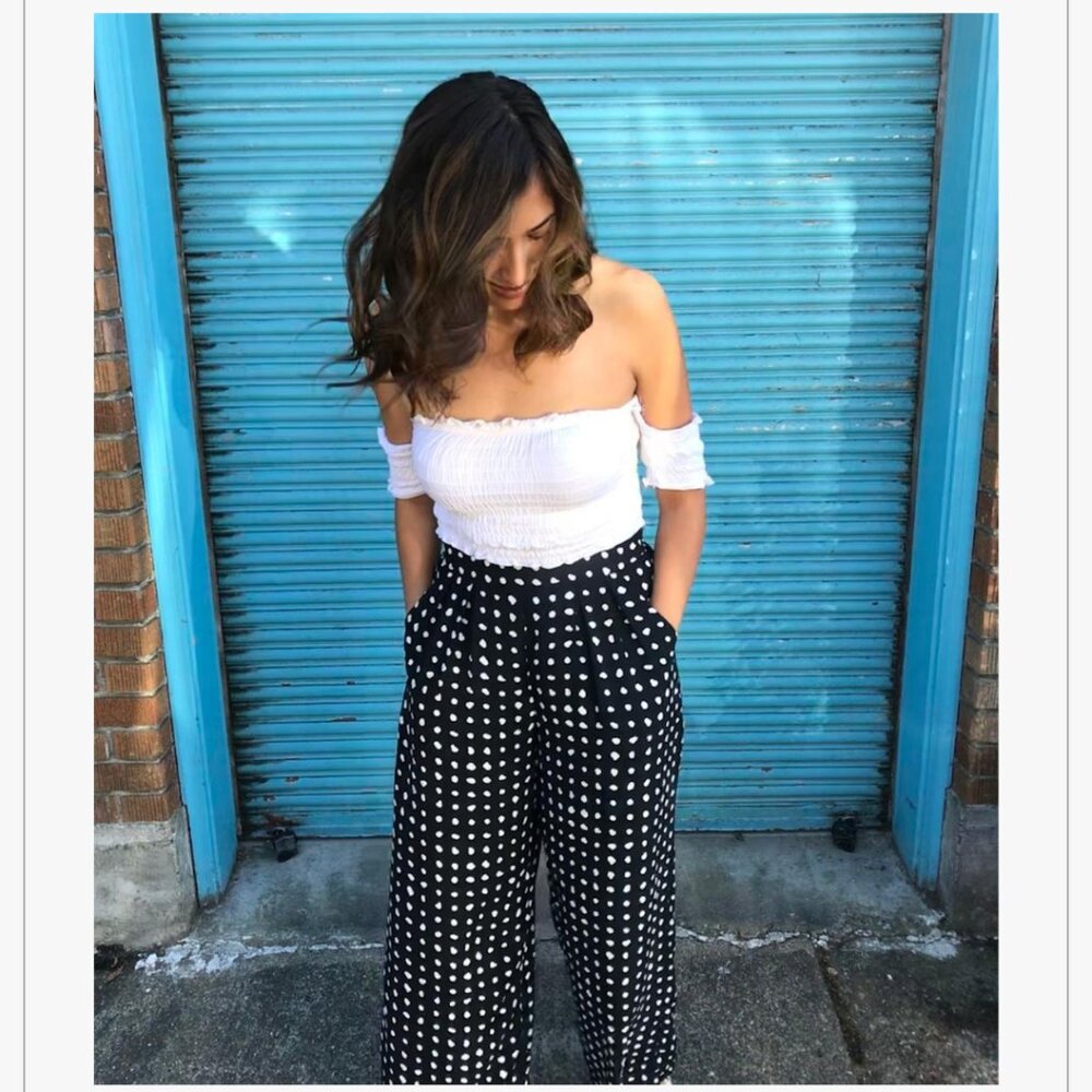 Polka Dot Wide Leg Pants, Storee, Size S